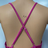 Chic Low Cut Halter Backless Stain Dress XMY-9351