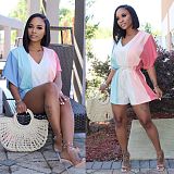 Short Sleeve V Neck Loose Lace Up Romper ORY-5150-1