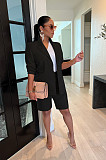 Solid Long Sleeve Single Button Blazer+Shorts Set AIL-205