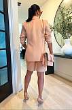 Solid Long Sleeve Single Button Blazer+Shorts Set AIL-205