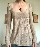 Vintage Low-cut Square Neck Twist Knit Sweater OYW-20616