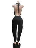 Halter Backless Lace Up Sashes Loose Jumpsuits MEM-88426
