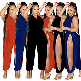 Halter Backless Lace Up Sashes Loose Jumpsuits MEM-88426
