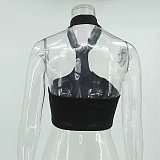Halter Neck Backless Ribbed Y2K Crop Tops MS-1706