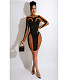 Mesh Patchwork Long Sleeve Bodycon Dress DY-6931