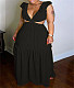Low Cut Deep V Sleeveless Hollow Out Chiffon Dress MK-3080