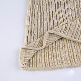 Vintage Low-cut Square Neck Twist Knit Sweater OYW-20616