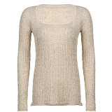 Vintage Low-cut Square Neck Twist Knit Sweater OYW-20616