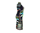 Colorful Striped Print Side Slit Bandage Maxi Dress ASL-7077