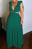 Low Cut Deep V Sleeveless Hollow Out Chiffon Dress MK-3080