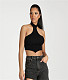 Halter Neck Backless Ribbed Y2K Crop Tops MS-1706
