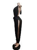 Halter Backless Lace Up Sashes Loose Jumpsuits MEM-88426