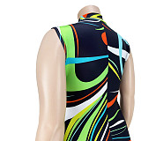 Colorful Striped Print Side Slit Bandage Maxi Dress ASL-7077