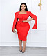 Elegant Beading Cape Sleeve Bodycon Midi Dress LS-0367
