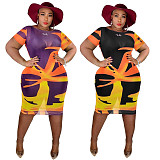 Plus Size Short Sleeve Mesh Sheer Bodycon Dresses JLY-19310