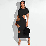 Sleeveless O Neck Solid Hollow Out Plus Size Dresses OSS-22199