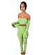 Ruched Off Shoulder Flare Long Sleeve Crop Top Pants Set ANDI-1322