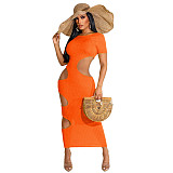 Sleeveless O Neck Solid Hollow Out Plus Size Dresses OSS-22199