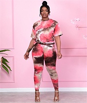 Tie Dye Short Sleeve  T Shirt Skinny Pants Tracksuit HMS-5433