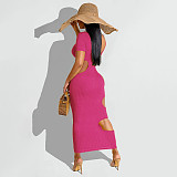 Sleeveless O Neck Solid Hollow Out Plus Size Dresses OSS-22199