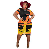 Plus Size Short Sleeve Mesh Sheer Bodycon Dresses JLY-19310