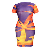 Plus Size Short Sleeve Mesh Sheer Bodycon Dresses JLY-19310