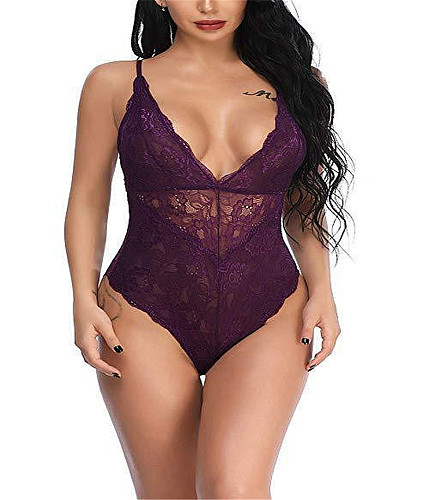 Deep V Lace Perspective Teddy Lingerie TLJ-326