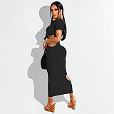 Sleeveless O Neck Solid Hollow Out Plus Size Dresses OSS-22199