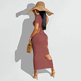 Sleeveless O Neck Solid Hollow Out Plus Size Dresses OSS-22199