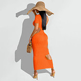 Sleeveless O Neck Solid Hollow Out Plus Size Dresses OSS-22199