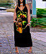 Printed V Neck Sleeveless Loose Pocket Maxi Dresses NY-2359
