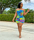 Letter Print Strapless Club Bodycon Romper LM-8313
