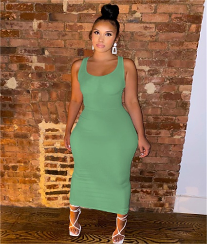 Sleeveless Classic Body-Shaping Solid Maxi Dress ANDI-1329