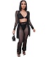 Sheer Mesh Cardigan+Bra Top+Panties+Pants 4 Piece Sets LSL-6430