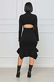 Turtleneck Knit Long Sleeve Bodycon Dresses MK-3078