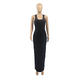 Sleeveless Classic Body-Shaping Solid Maxi Dress ANDI-1329