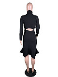 Turtleneck Knit Long Sleeve Bodycon Dresses MK-3078