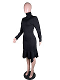 Turtleneck Knit Long Sleeve Bodycon Dresses MK-3078