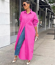 Loose Lapel Casual Blouse Shirt Dress Coat GLS-10077