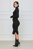 Turtleneck Knit Long Sleeve Bodycon Dresses MK-3078