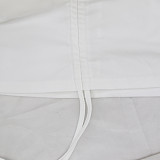 Deep V Neck Puff Sleeve Ruched Drawstring Dresses HANI-076
