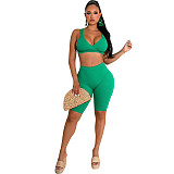 Workout Bra Crop Top Running Shorts 2 Piece Set HMS-5538