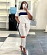 Striped Patchwork Sporty T Shirts and Pants Suits SH-390282