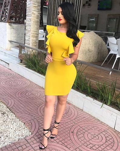 Ruffles Sleeveless Office Ladies Bodycon Dress WA-77429