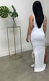 Solid Sleeveless Bodycon Side Cut Out Lace Up Dress ZAND-31196