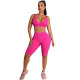 Workout Bra Crop Top Running Shorts 2 Piece Set HMS-5538