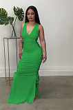Solid Sleeveless Bodycon Side Cut Out Lace Up Dress ZAND-31196