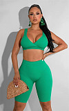 Workout Bra Crop Top Running Shorts 2 Piece Set HMS-5538