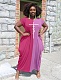 Patchwork O Neck Short Sleeve Loose Irregular Dress AL-278