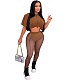Short Sleeve T Shirt Tops Mesh Long Pants Two Piece Sets YS-807